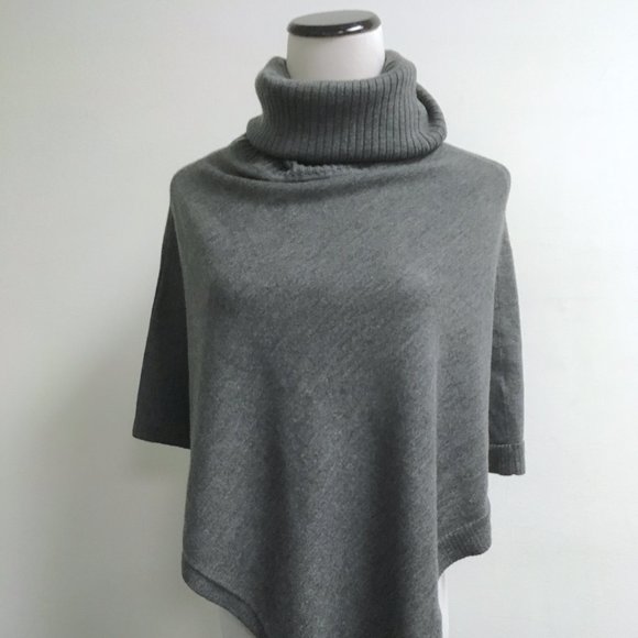 Eileen Fisher gray merino wool cowl neck poncho sweater one size - Picture 2 of 7